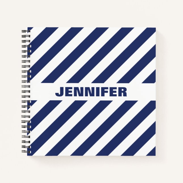 Blue And White Striped Notebook (Front)