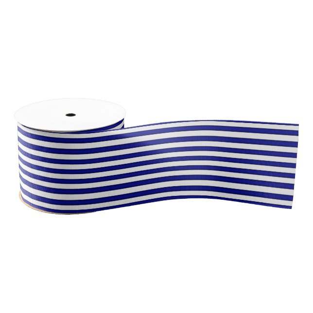 Blue and White Striped Ribbon Grosgrain Ribbon (Spool)