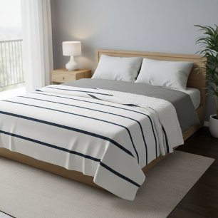 Blue and White Striped Sherpa Blanket - Nautical 