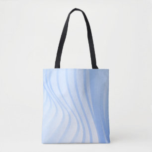 Blue and white striped textile tote bag