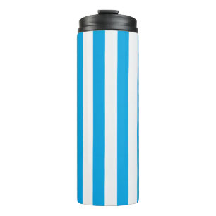 Blue and White Striped Thermal Tumbler