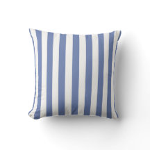 Blue and White Striped Throw Pillow