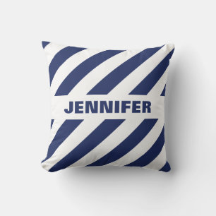 Blue And White Striped Throw Pillow