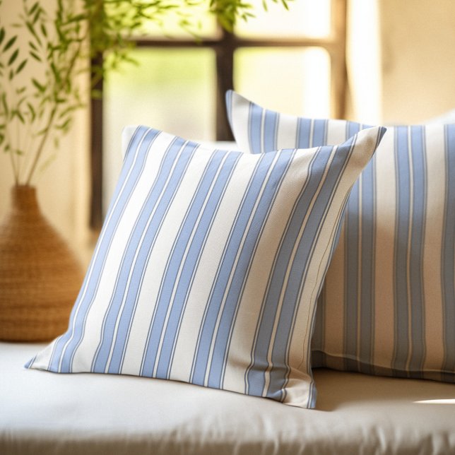 Blue and White Striped Throw Pillow (Creator Uploaded)