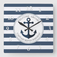 Blue and white striped with anchor personalized la