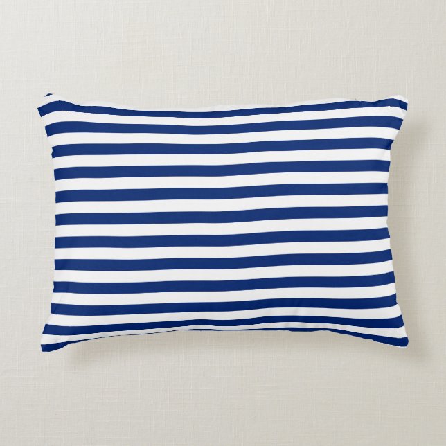 Blue and White Stripes Accent Pillow (Front)