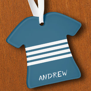 Blue and White Stripes Baby Boy First christmas  Ornament