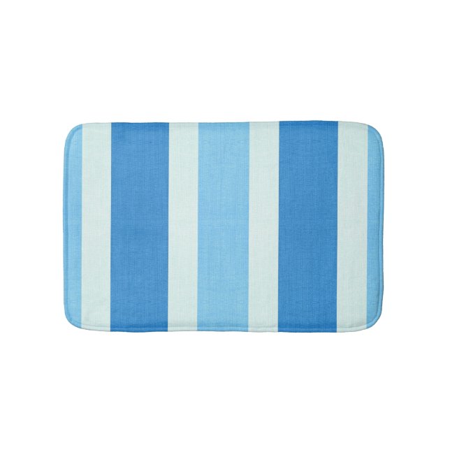 Blue and White Stripes Bath Mat (Front)