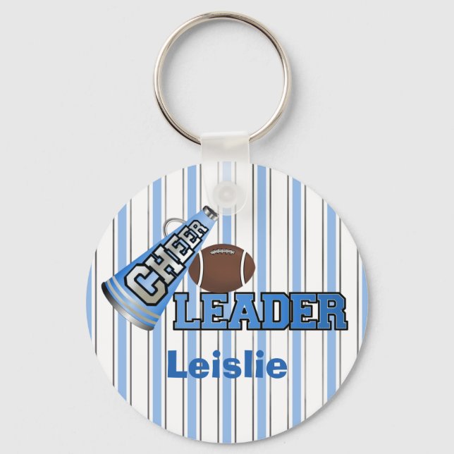 Blue and White Stripes Cheerleader KeyChain (Front)