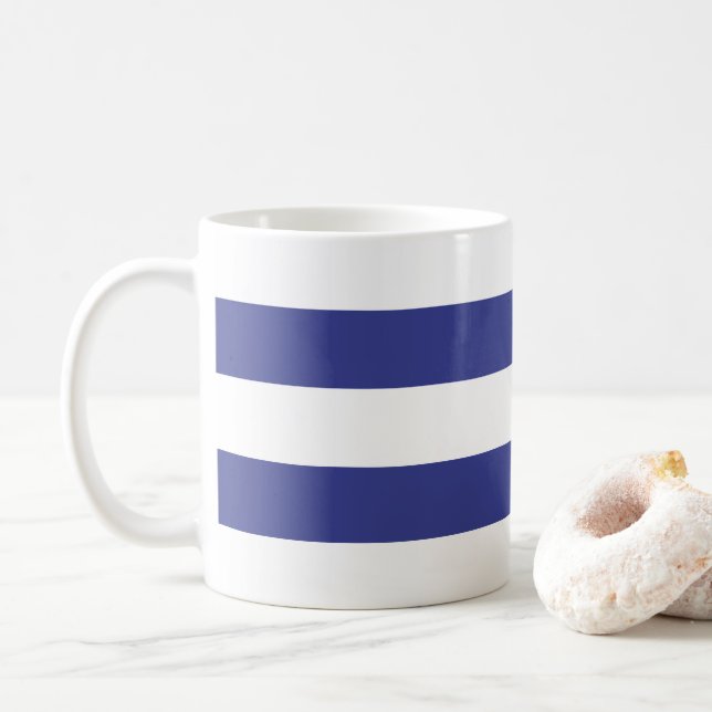 Blue and White Stripes Coffee Mug (With Donut)