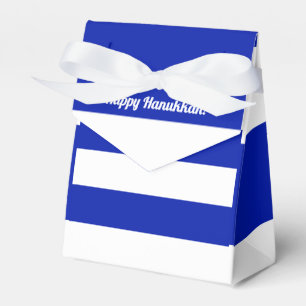 Blue and White Stripes Custom Text Happy Hanukkah Favor Box