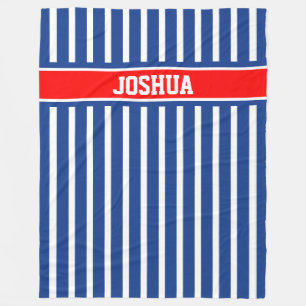 Blue and White Stripes Fleece Blanket