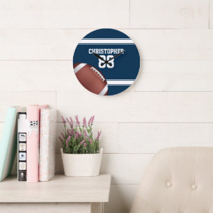 Blue and White Stripes Jersey Football Large Clock