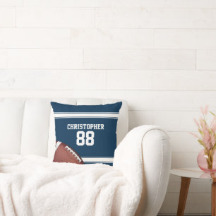 Blue and White Stripes Jersey Football Throw Pillow
