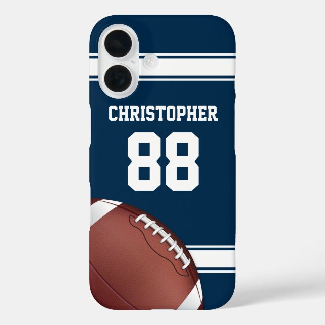 Blue and White Stripes Jersey Grid Iron Football Case-Mate iPhone Case (Back)