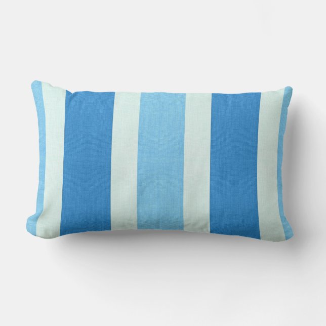 Blue and White Stripes Lumbar Pillow (Front)