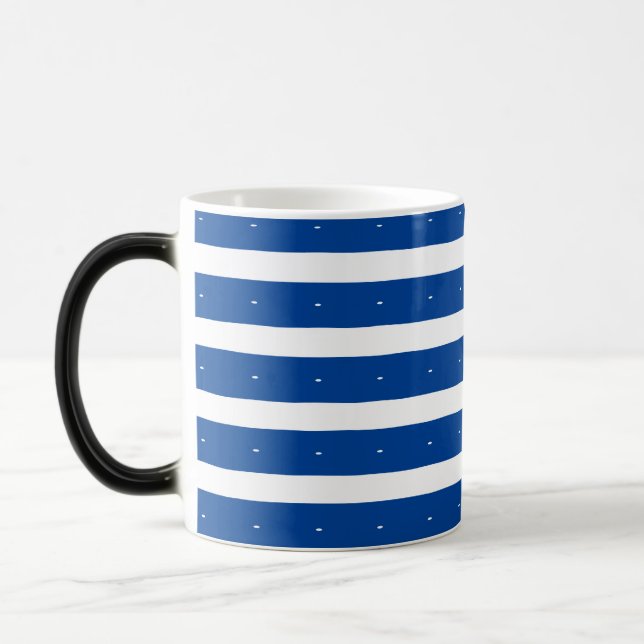 Blue and white stripes magic mug (Left)
