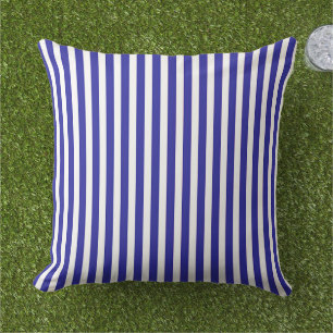 Blue And White Stripes Outdoor Pillow