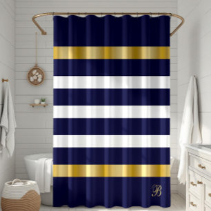 Blue and white stripes pattern gold accents