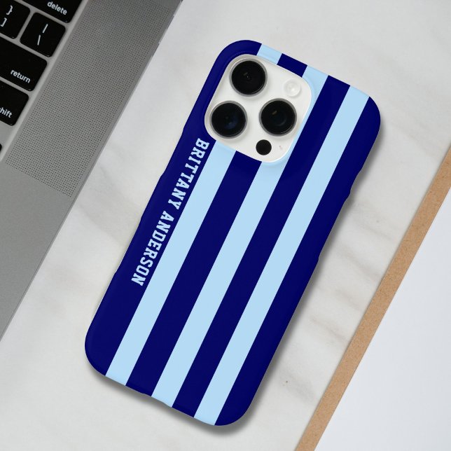 Blue and White Stripes Pattern Personalized Case-Mate iPhone Case (Creator Uploaded)