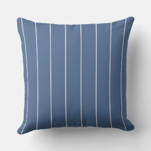 Blue and White Stripes Pattern Throw Pillow