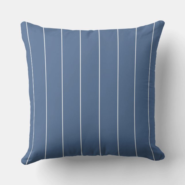 Blue and White  Stripes Pattern Throw Pillow (Back)