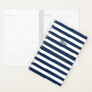 Blue and White Stripes Planner