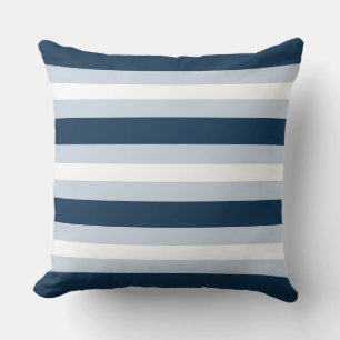 Blue and White Stripes Throw Pillow