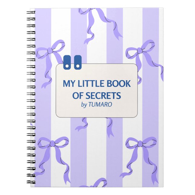 Blue and white Stripes with bows Notebook (Front)