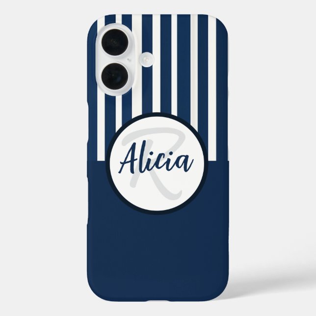 Blue and White Stripes with Colour Block Case-Mate iPhone Case (Back)