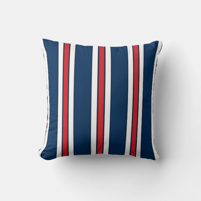 Blue and White Stripes with CUSTOMIZABLE ACCENT Throw Pillow (Front)