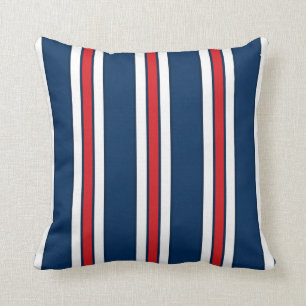 Blue and White Stripes with CUSTOMIZABLE ACCENT Throw Pillow