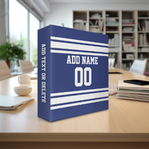 Blue and White Stripes with Name and Number Binder