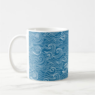 Blue and White Summer Ocean Waves  Coffee Mug