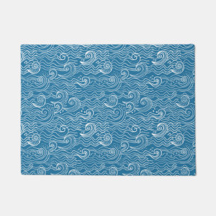Blue and White Summer Ocean Waves  Doormat