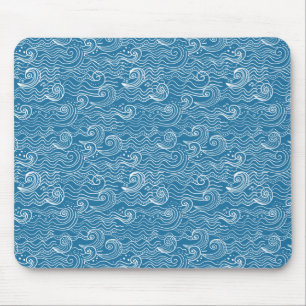 Blue and White Summer Ocean Waves  Mouse Pad