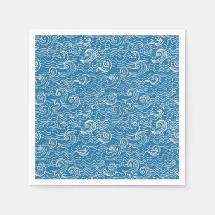 Blue and White Summer Ocean Waves  Napkin