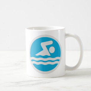 Blue and White Swim Decal Swimming & Diving Coach Coffee Mug