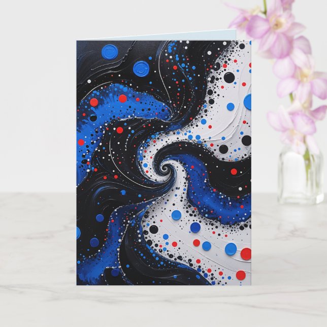Blue and White Swirl Abstract Design Blank Card (Orchid)