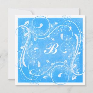 Blue and White Swirls Wedding Invitation