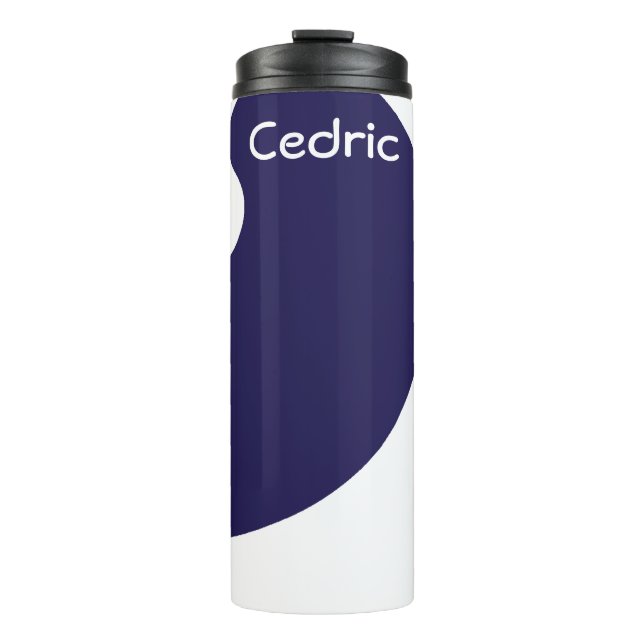 Blue and white swirly design thermal tumbler (Front)