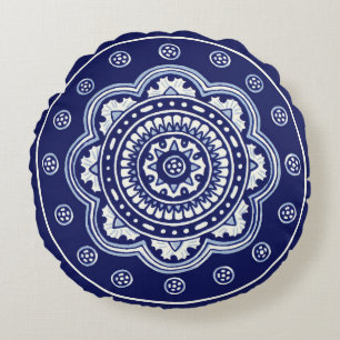 Blue and White Talavera Five Round Pillow