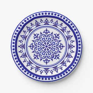 Blue and White Talavera Four Paper Plate