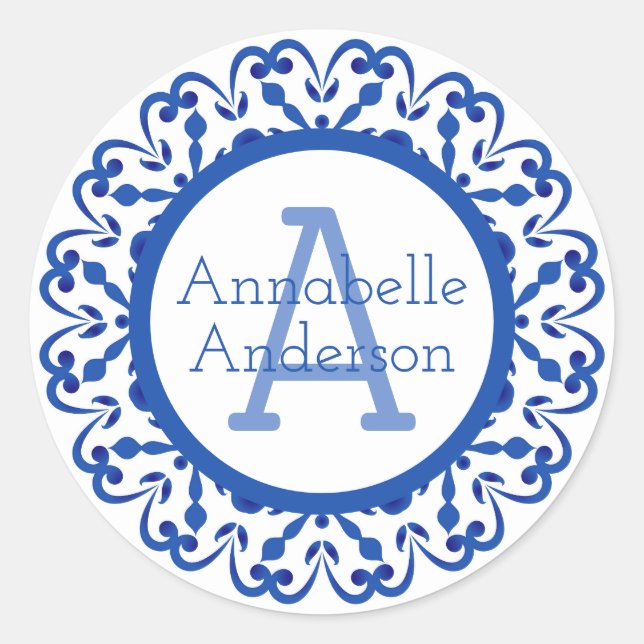 Blue and White Talavera Personalize Sticker (Front)