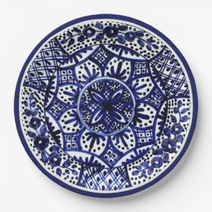 Blue and White Talavera Six Paper Plate