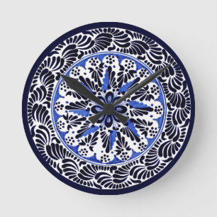 Blue and White Talavera Tapas Round Clock