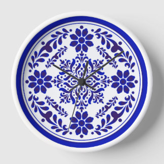 Blue and White Talavera Three Clock