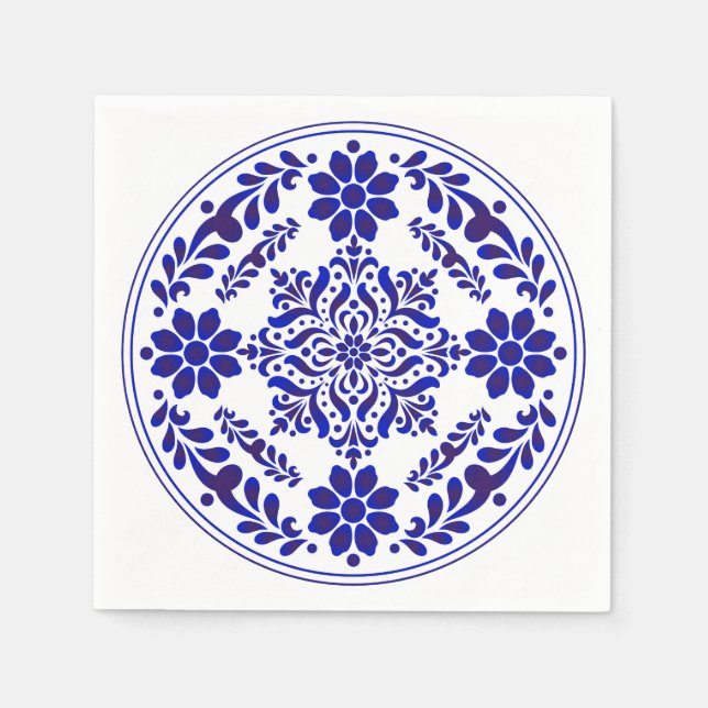 Blue and White Talavera Three Napkin (Front)