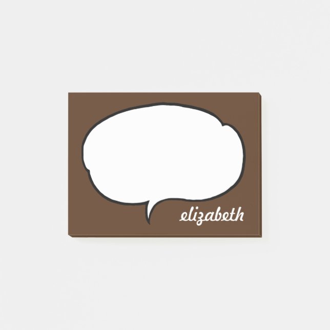 Blue and White Talk Bubble Personalized Name Post-it Notes (Front)