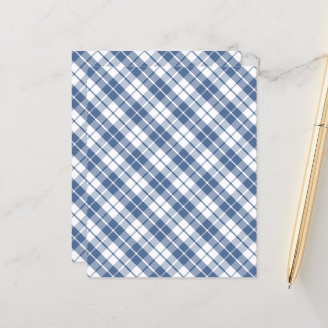 blue and white tartan plaid patterned paper (Front/Back In Situ)